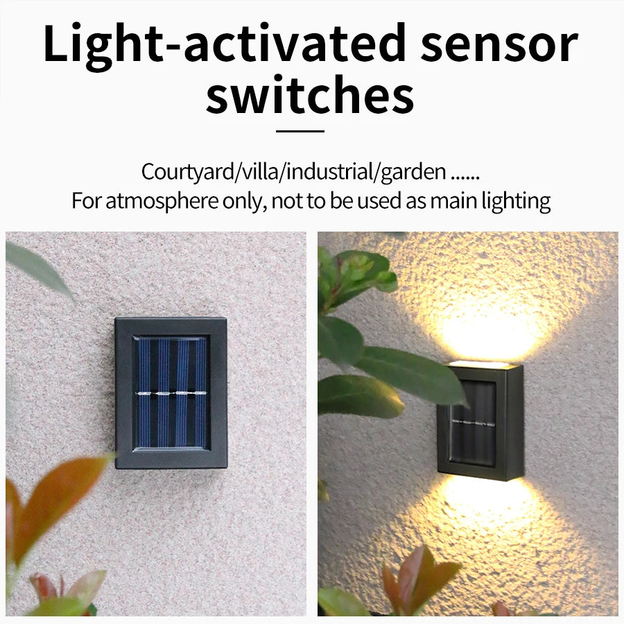 Solar Powered Wall Lamp: Waterproof LED Lights for Outdoor Garden and Landscape Lighting