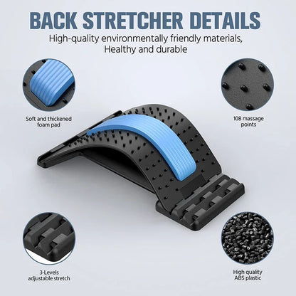 Multi-Level Massager with Back Stretcher: Waist and Neck Support Tool for Yoga