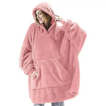 Winter Oversized Fleece Hoodie Blanket: Comfortable Double-Faced Design for Men and Women