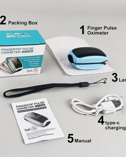 Portable SpO2 Blood Oxygen Monitor: Rechargeable Pulse Oximeter with Heart Rate Display