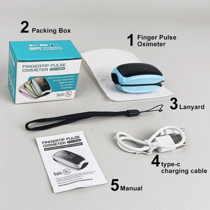 Portable SpO2 Blood Oxygen Monitor: Rechargeable Pulse Oximeter with Heart Rate Display