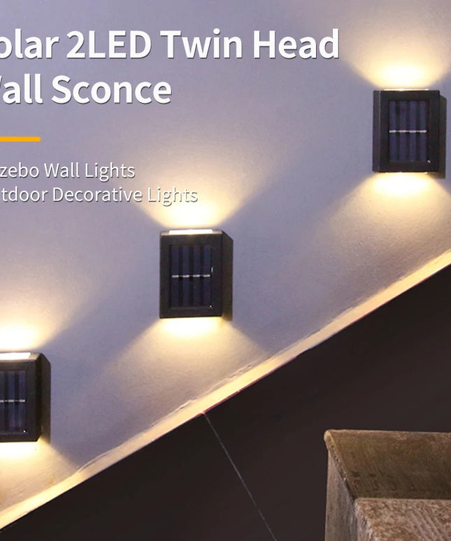 Solar Powered Wall Lamp: Waterproof LED Lights for Outdoor Garden and Landscape Lighting
